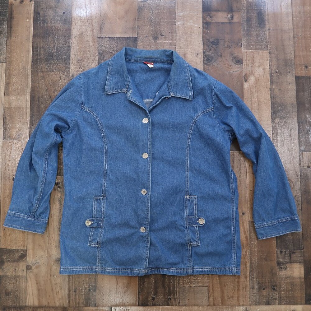 Tudor Court Womans XL Denim Button Up Shirt Shacket Jacket 90s Y2k